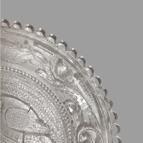 Vintage PAIRPOINT GLASS COMPANY Mr and Mrs Bob White Clear Glass Cup Plate - Picture 5 of 5